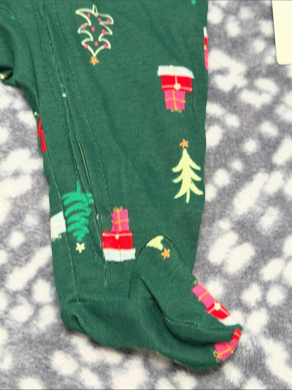 Carter's Dark Green Holiday Tree & Gift Footed One-Piece